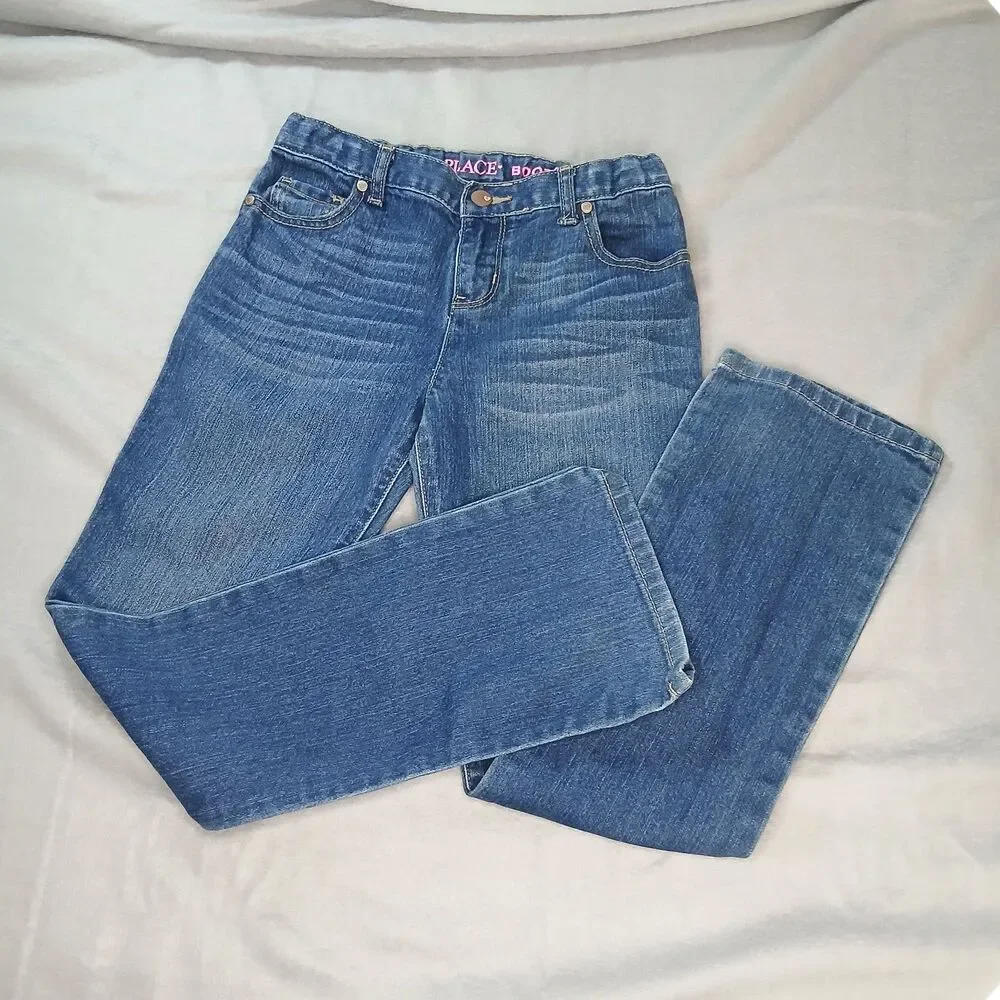 The Children's Place Bootcut Jeans Denim Pants Adjustable Waist Youth Girls 12